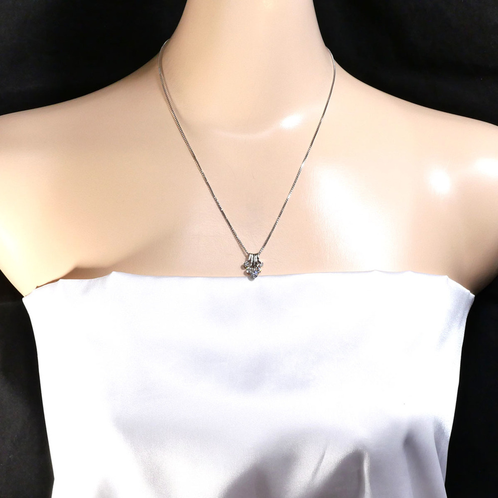 VINTAGE Silver Diamond Necklace - Picture 6 of 7